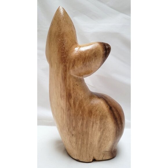 Hand-Carved Wooden Cat Statue Figure Figurine - About 7 inches Tall - Lot P - Picture 4 of 7